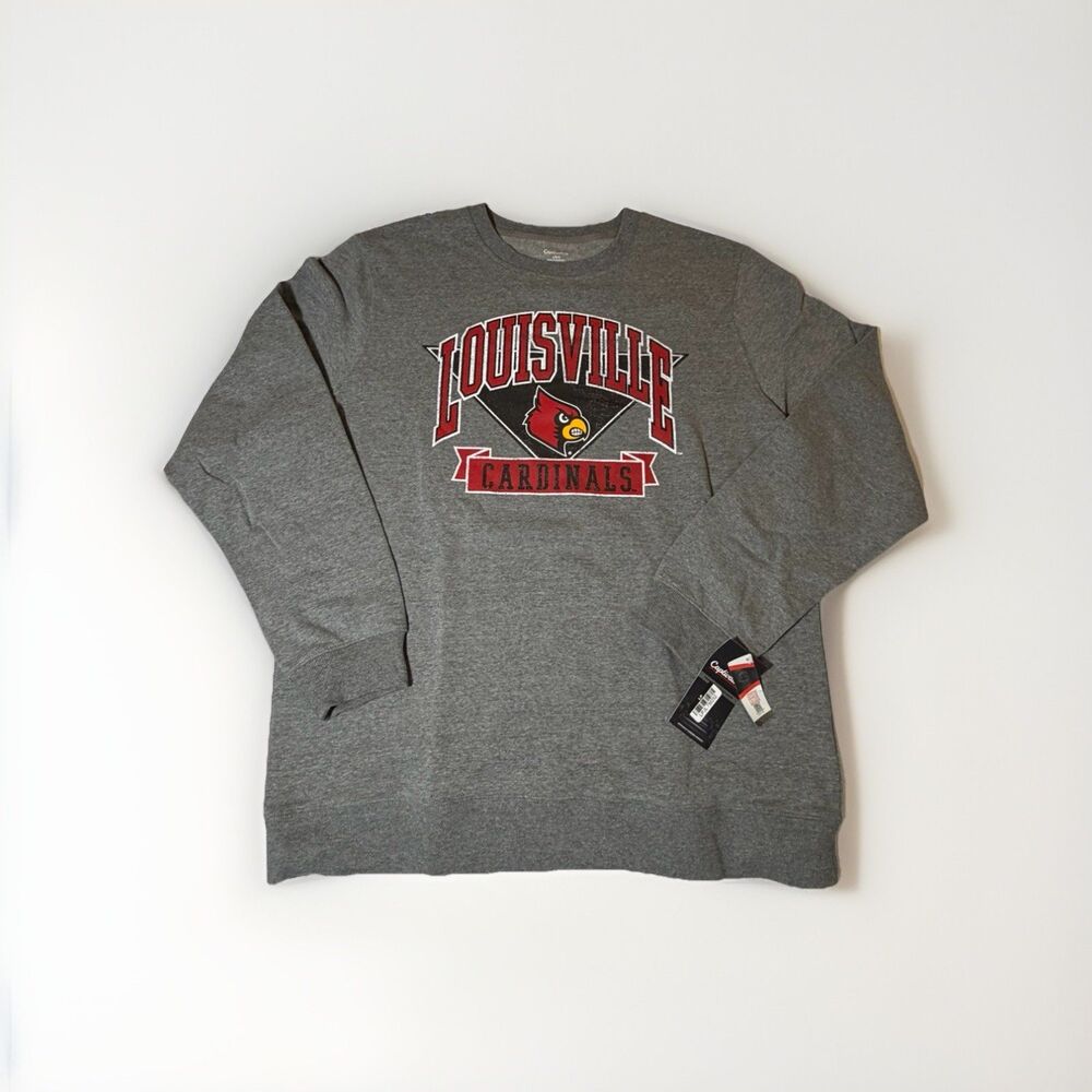 NWT Louisville Cardinals Crewneck Sweatshirt Gray Large NCAA Pullover